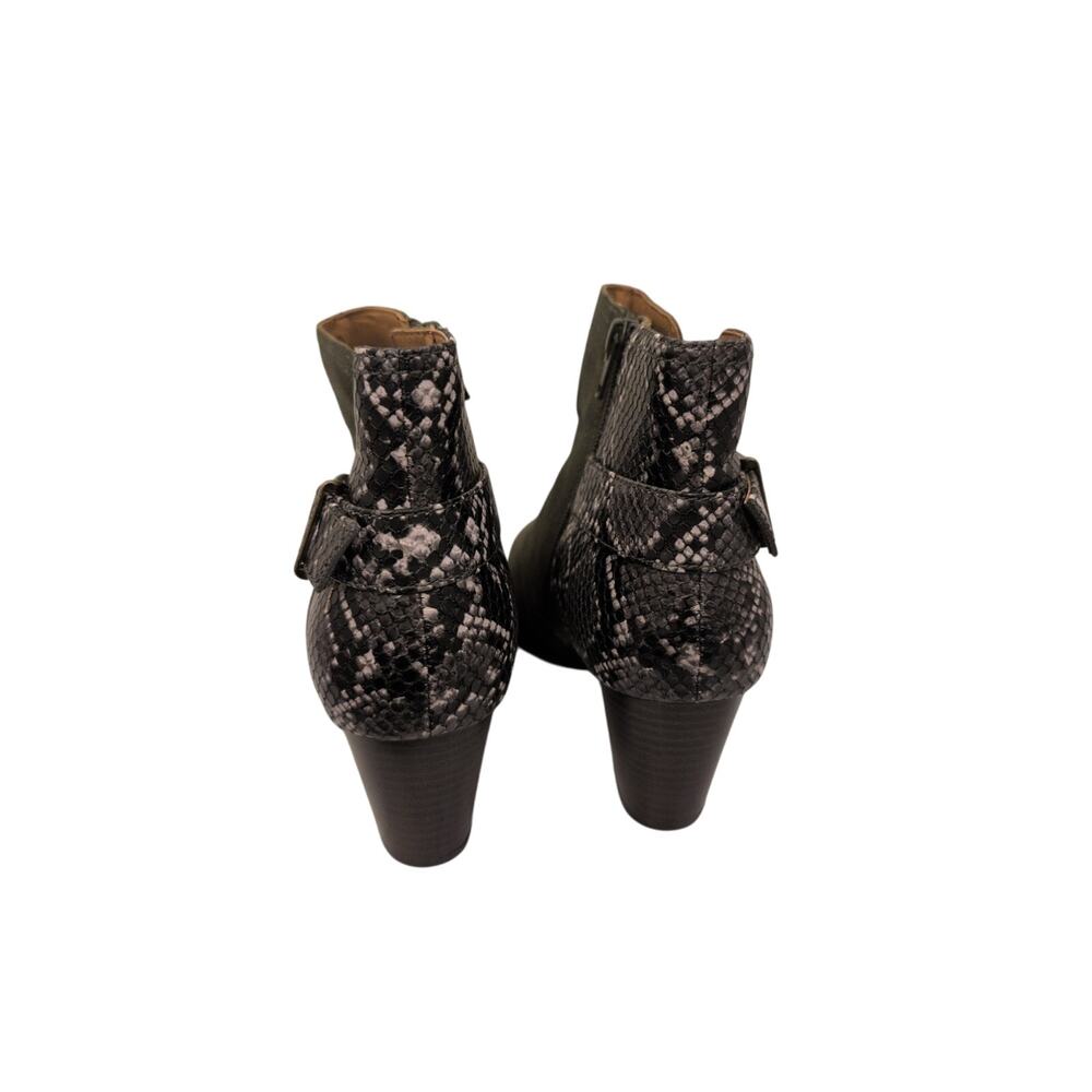 Vionic Naomi Dark Green Snake Print Heeled Boots size 8 Wide - Picture 3 of 6
